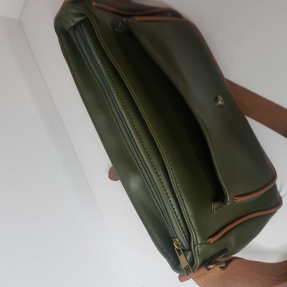 Princess Highway Satchel Bag Green Brown Adjustable Strap Shoulder Faux Leather - Picture 7 of 17